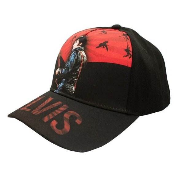 New Black Elvis Presley Hat Red 68 Comeback Baseball Cap Gift NWT Guitar Picture - Picture 2 of 2